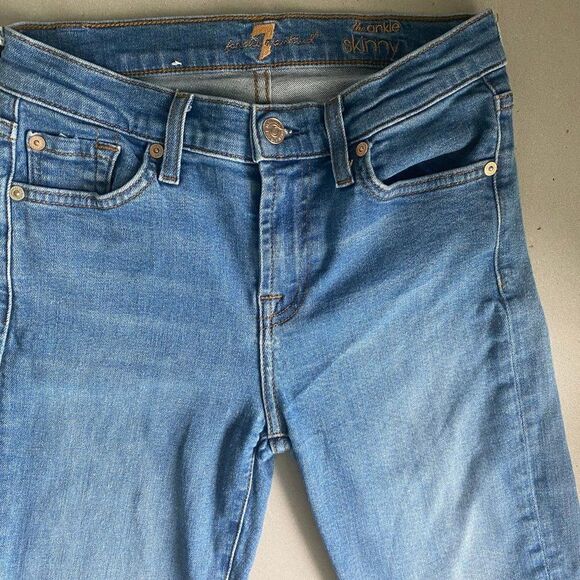7 For All Mankind Jeans Women 25x26 Alta Blue Ankle Skinny Release Hem Jeans - Picture 9 of 9